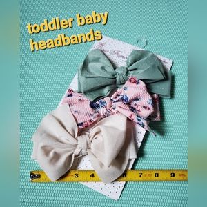 Baby toddler bow floral green pink white soft headbands